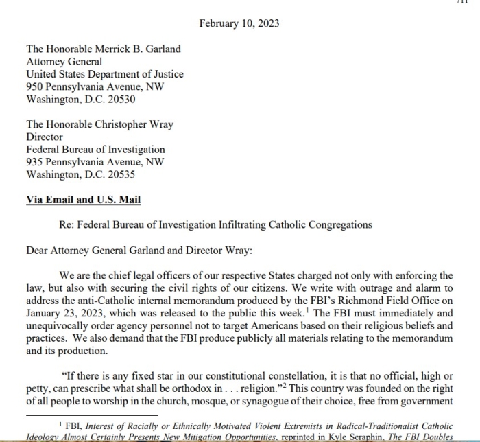 Richmond Condemns FBI Memo on 'Traditionalist Catholics,' a